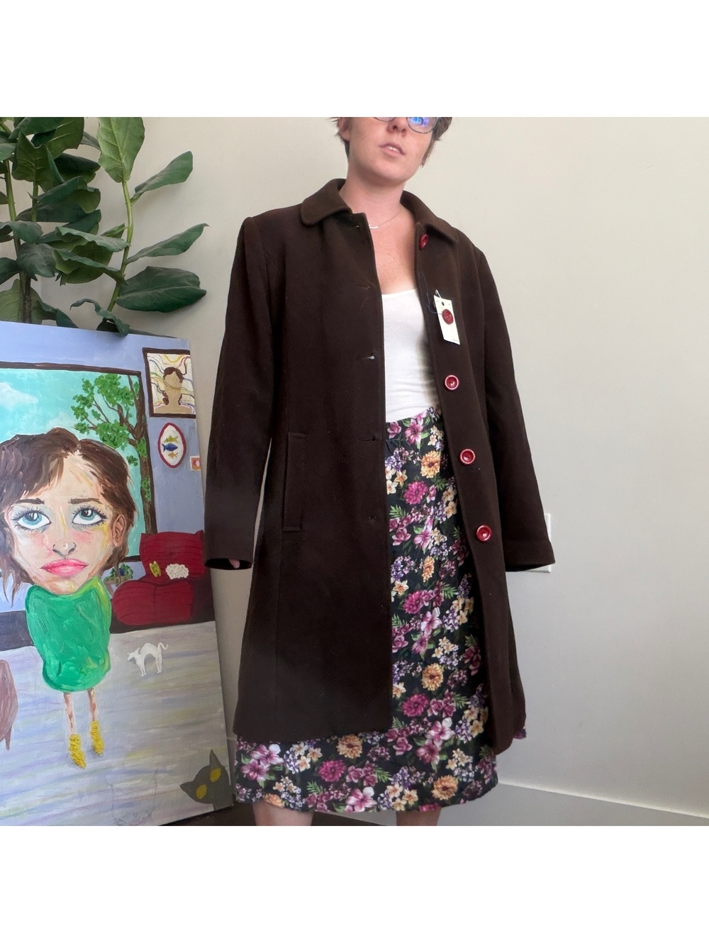 Vintage brown trench coat with big buttons